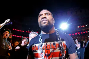 Rampage Jackson's son recently attacked a wrestler, Syko Stu, during a recent match in LA (Image via Al Bello/Zuffa LLC/Zuffa LLC Via Getty Images)