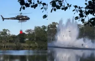 The Morane 29 water bomber crashing (Photo: X/@DailyLoud)