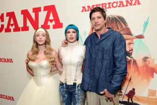 LOS ANGELES, CALIFORNIA - AUGUST 03: (L-R) Sydney Sweeney, Halsey, and Simon Rex attend the Los Angeles Special Screening of "Americana" at Desert 5 Spot on August 03, 2025 in Los Angeles, California. (Photo by Emma McIntyre/Getty Images)