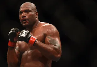 Rampage Jackson facing Fabio Maldonado of Brazil in their UFC catchweight bout during the UFC 186 event at the Bell Centre on April 25, 2015 in Montreal, Quebec, Canada (Image via Getty)