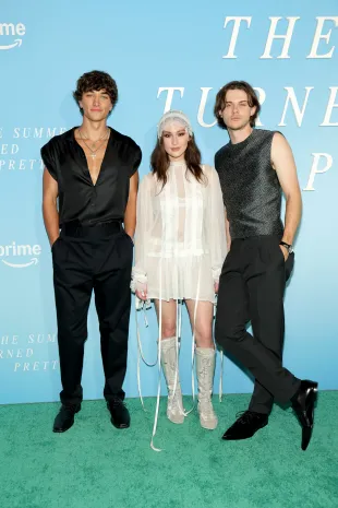 NEW YORK, NEW YORK - JULY 16: (L-R) Gavin Casalegno, Lola Tung and Christopher Briney attend "The Summer I Turned Pretty" Season 3 New York Launch Event at Refinery Rooftop on July 16, 2025 in New York City. (Photo by Dia Dipasupil/WireImage)