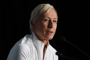MADRID, SPAIN - APRIL 21: Laureus Academy Member Martina Navratilova speaks at a press conference prior to the Laureus World Sports Awards Madrid 2024 at the Palacio de Cibeles on April 21, 2024 in Madrid, Spain.  (Photo by Angel Martinez/Getty Images for Laureus)