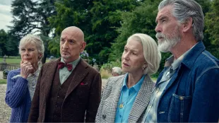 Joyce, Ibrahim, Elizabeth, and Ron at Coopers Chase in The Thursday Murder Club | Image via Netflix