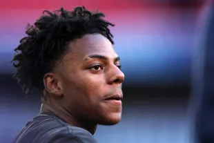 IShowSpeed, American YouTuber and online streamer looks on during a Paris Saint-Germain training session ahead of the UEFA Champions League Final 2025 between Paris Saint-Germain and FC Internazionale Milano at Munich Football Arena on May 30, 2025 in Munich, Germany. (Image via Getty)