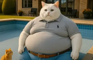 A kitten's pool adventures posted by Filipino YouTuber Mark Lawrence I Garilao (Image via YouTube/FUNTASTIC YT)