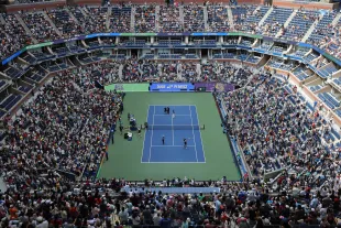 NEW YORK, NEW YORK - AUGUST 24:  A general view as Dude Perfect performs during Arthur Ashe Kid's Day ahead of the US Open at USTA Billie Jean King National Tennis Center on August 24, 2024 in New York City.  (Photo by Jamie Squire/Getty Images)
