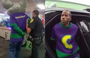 The arrested man working at Chuck E Cheese (Photo: YouTube/@The CrimePiece)