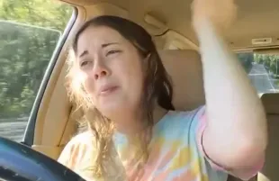 Kaitlynn driving a car (Image via X/@CollinRugg)