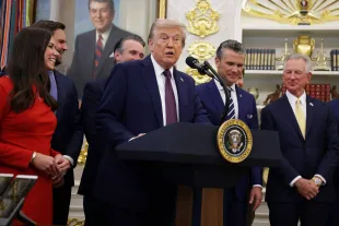 U.S. President Donald Trump addressing media in the Oval Office at the White House on September 2, 2025 in Washington, DC (Image via Alex Wong/Getty Images)