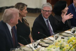Microsoft Co-Founder Bill Gates speaks during a dinner at the State Dining Room of the White House on September 4, 2025 in Washington, DC. President Donald Trump (L) hosted tech and business leaders for dinner after they joined the first lady Melania Trump’s. (Photo by Alex Wong/Getty Images)