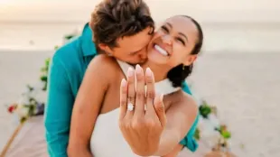 The Bachelor star Alicia Holloway gets engaged in a beachside proposal