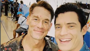 John Cena and David Corenswet share a behind-the-scenes selfie amid Peacemaker season 2 buzz and Superman cameo speculation. Image via Instagram/@davidcorenswet