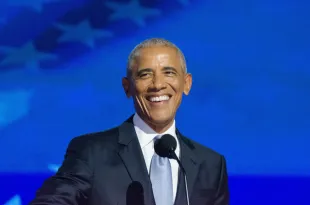 CHICAGO, ILLINOIS, UNITED STATES - AUGUST 20: Former US President Barack Obama speaks during the Democratic National Convention (DNC) at the United Center in Chicago, Illinois, United States on August 20, 2024. The US is ready for a new chapter with 'President Kamala Harris," former President Barack Obama said Tuesday when he took the stage at the Democratic National Convention (DNC) in Chicago, Illinois, in a show of support for the party's candidate for the White House. (Photo by Jacek Boczarski/Anadolu via Getty Images)