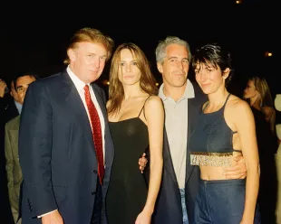 Donald Trump, Melania Trump, Jeffrey Epstein, and Ghislaine Maxwell at the Mar-a-Lago club. (Photo by Davidoff Studios/Getty Images)
