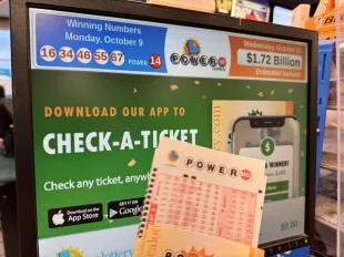 CALIFORNIA, USA - OCTOBER 10: Powerball Lottery tickets are seen at a store as U.S. Powerball jackpot grows $1.7 billion, in San Carlos, California, United States on October 10, 2023. (Photo by Tayfun Coskun/Anadolu via Getty Images)
