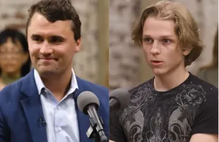 Charlie Kirk and Dean Withers in the viral Jubilee video. (Photo: YouTube/@Jubilee)