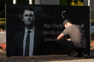 A Florida doctor, misidentified as a Larkin Community Hospital employee, went viral after seemingly celebrating the death of the Turning Point USA founder Charlie Kirk (Image via Rebecca Noble/Getty Images)
