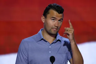 Turning Point USA Founder Charlie Kirk is seen onstage at the Fiserv Forum during preparations for the Republican National Convention (RNC) on July 14, 2024, in Milwaukee, Wisconsin. Delegates, politicians, and the Republican faithful are arriving in Milwaukee for the annual convention, concluding with former President Donald Trump accepting his party's presidential nomination. The RNC takes place from July 15-18. (Photo by Chip Somodevilla/Getty Images)