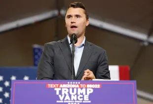 Charlie Kirk, who founded Turning Point USA, speaks before Republican vice presidential nominee U.S. Sen. JD Vance (R-OH) on July 31, 2024 in Glendale, Arizona. (Photo by Anna Moneymaker/Getty Images)