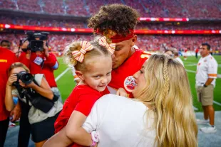 The social media reports of Patrick Mahomes being involved in an accident are false (Image via David Eulitt/Getty Images)
