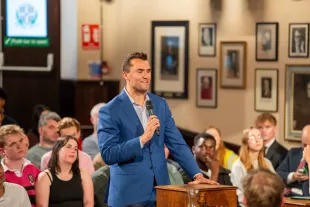 Many on X misidentified Stone Lambert as person of interest in Charlie Kirk's shooting (Image via Nordin Catic/Getty Images for The Cambridge Union)
