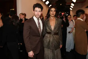 NEW YORK, NEW YORK - SEPTEMBER 10: (L-R) Nick Jonas and Priyanka Chopra Jonas attend the Ralph Lauren show during September 2025 New York Fashion Week on September 10, 2025 in New York City. (Photo by Mike Coppola/Getty Images)