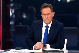 Fox anchor Brian Kilmeade speaks during "Fox & Friends" at Fox News Channel Studios on October 10, 2024 in New York City.  (Photo by John Lamparski/Getty Images)