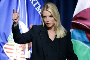 ARLINGTON, VIRGINIA - JULY 15: U.S. Attorney General Pam Bondi speaks during a news conference at the DEA headquarters on July 15, 2025 in Arlington, Virginia. The Department of Justice and the Drug Enforcement Administration held a news conference to announce that 71 kilograms of fentanyl and 20 kilograms of methamphetamine were seized in South Carolina as part of the “Operation Take Back America” initiative. (Photo by Alex Wong/Getty Images)