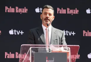 Jimmy Kimmel speaks on stage during Carol Burnett's Hand and Footprint in the Cement Ceremony at TCL Chinese Theatre on June 20, 2024 in Hollywood, California. (Photo by Monica Schipper/Getty Images)