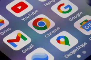 PARIS, FRANCE - JUNE 08: In this photo illustration, Google app logos, Drive, YouTube, Gmail, Chrome, Google and Google Maps are displayed on the screen of an iPhone on June 08, 2023 in Paris, France. Users of the Google Chrome search engine are advised to update the software on their web browser as soon as possible to ensure their security. The American giant has just released a security update to correct a computer flaw representing a high risk for Internet users. This is the third time since the beginning of the year that Google has spotted a "zero day" flaw, that is to say, a computer flaw not directly resolved, a favorite prey of hackers.(Photo illustration by Chesnot/Getty Images)
