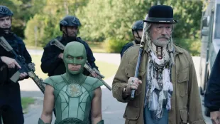 Michael Rooker as Red St Wild and Nhut Le as Judomaster in Peacemaker Season 2 via @itsnhutle
