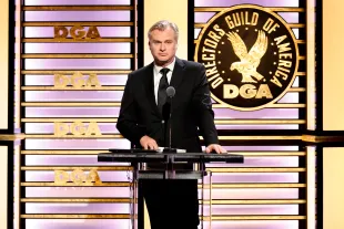 BEVERLY HILLS, CALIFORNIA - FEBRUARY 08: Christopher Nolan speaks onstage during the 77th Annual Directors Guild of America Awards at The Beverly Hilton on February 08, 2025 in Beverly Hills, California.  (Photo by Emma McIntyre/Getty Images for DGA)