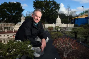 In this photo provided by Legoland, Fox News political commentator Bill O'Reilly stands in the National Mall at a lego replica Washington DC at Legoland California on Saturday February 26, 2011 in Carlsbad, Calif. (Photo by Sandy Huffaker/Corbis via Getty Images)