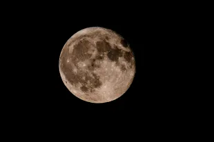 TURIN, ITALY - AUGUST 20: The Super Moon seen on August 20, 2024 in Turin, Italy. This is the first of two super moons in the month of August, with the end of the month seeing a rare super moon, which happens about once every ten years. (Photo by Stefano Guidi/Getty Images)
