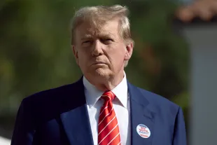 PALM BEACH, FLORIDA - MARCH 19:  Former U.S. President Donald Trump speaks to the media after voting at a polling station setup in the Morton and Barbara Mandel Recreation Center on March 19, 2024, in Palm Beach, Florida.  Trump, along with other registered Republican voters, cast ballots in the Presidential Preference Primary. There wasn't a ballot or election for Democrats since the Florida Democratic Party only provided the name of Joseph R. Biden Jr. (Photo by Joe Raedle/Getty Images)