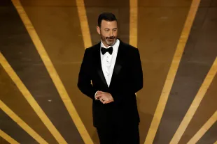 HOLLYWOOD, CALIFORNIA - MARCH 12: Host Jimmy Kimmel speaks onstage during the 95th Annual Academy Awards at Dolby Theatre on March 12, 2023 in Hollywood, California. (Photo by Kevin Winter/Getty Images)