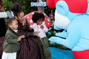 LOS ANGELES, CALIFORNIA - JULY 13: Riot Rose Mayers, Rihanna, and RZA Athelston Mayers attend the Los Angeles Premiere of Paramount Pictures “Smurfs” at Paramount Pictures Studios on July 13, 2025 in Los Angeles, California. (Photo by Amy Sussman/Getty Images)