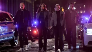 Sgt. Odafin “Fin” Tutuola (Ice-T), Capt. Olivia Benson (Mariska Hargitay), Amanda Rollins (Kelli Giddish), and Det. Corgan (John Clarence Stewart) in Law &Order: Special Victims Unit season 26, episode 3. Image via NBC.