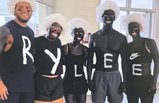 Five people went viral for doing blackface at Whitewater High School's volleyball game. (Photo: X/@GAFollowers)