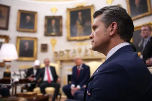 The U.S. Secretary of War Pete Hegseth announces his decision to not revoke the medals of honor awarded to the Wounded Knee soldiers (Image via Andrew Harnik/Getty Images)