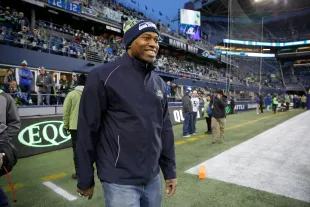 SEATTLE, WA - JANUARY 07:  Former running back Shaun Alexander of the Seattle Seahawks seen on the field before an NFL game against the Detroit Lions in the NFC Wild Card game at CenturyLink Field on January 7, 2017 in Seattle, Washington.  (Photo by Otto Greule Jr/Getty Images)
