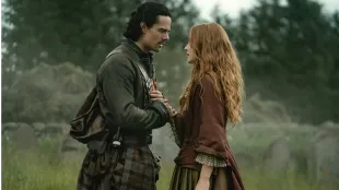 Jamie Roy and Harriet Slater in Outlander: Blood of My Blood Season 1