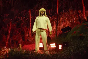 SAN JUAN, PUERTO RICO - JULY 11: Bad Bunny performs onstage during Night One of Bad Bunny: "No Me Quiero Ir De Aqui" Residencia En El Choli at Coliseo de Puerto Rico José Miguel Agrelot on July 11, 2025 in San Juan, Puerto Rico. (Photo by Kevin Mazur/Getty Images)