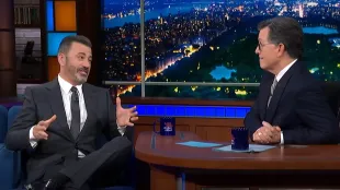 Jimmy Kimmel with Stephen Colbert during the September 30, 2025 crossover on The Late Show with Stephen Colbert . Image credit: YouTube/@The Late Show with Stephen Colbert