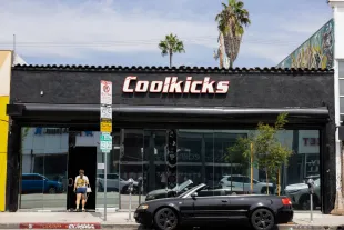 Los Angeles, CA - September 22: Sneaker store Cool Kicks on Melrose Avenue, in Los Angeles, CA, Friday, Sept. 22, 2023, in Los Angeles, CA. More than 2,000 shoes, with the majority being Nike Air Jordans, can range from below $100 to $10,000 for a custom partnership between Jordan and fashion house Dior. (Jay L. Clendenin / Los Angeles Times via Getty Images)