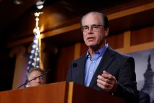 Mike Braun (R-IN) speaks at a news conference on government spending at the U.S. Capitol Building on December 07, 2022 in Washington, DC. (Photo by Anna Moneymaker/Getty Images)