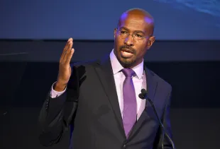 The Dream Corps President & Co-Founder and CNN Host Van Jones speaks onstage at the EMA IMPACT Summit at Montage Beverly Hills on May 21, 2018 in Beverly Hills, California.  (Photo by Michael Kovac/Getty Images for Environmental Media Association)