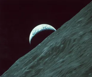 The planet Earth as seen from the surface of the moon during the Apollo 17 lunar landing mission, December 1972. (Photo by Space Frontiers/Getty Images)