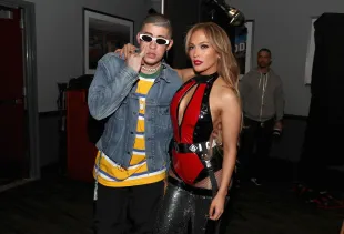 LOS ANGELES, CA - JANUARY 20:  Bad Bunny and Jennifer Lopez attend Calibash Los Angeles 2018 at Staples Center on January 20, 2018 in Los Angeles, California.  (Photo by Christopher Polk/Getty Images for SBS)