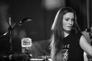 Anika Nilles, German drummer, composer, solo musician, and musical educator, United Kingdom, 2015. (Photo by Richard Ecclestone/Redferns)